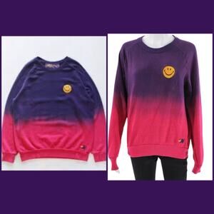 Aviator Nation Smiley Dip Dye Purple Pink Crewneck Sweatshirt XS Women’s